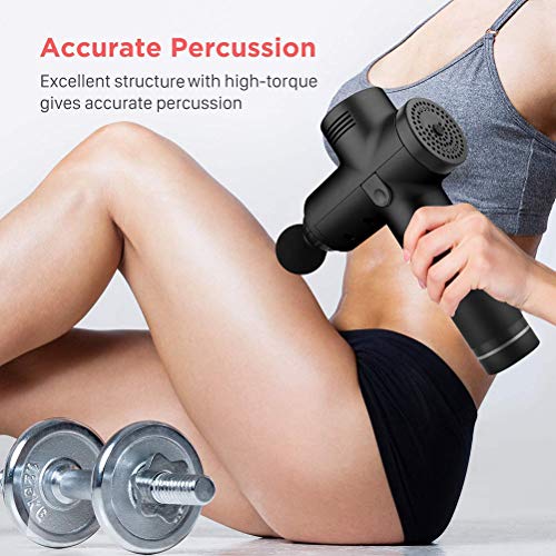 Bozaap - 4 testine di massaggio, pistola per massaggio muscolare a mano, dispositivo di massaggio muscolare in tessuto profondo con massaggiatore di regolazione a 3 velocità