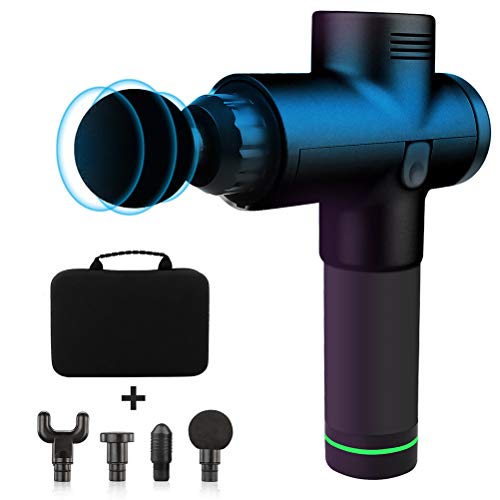 Bozaap - 4 testine di massaggio, pistola per massaggio muscolare a mano, dispositivo di massaggio muscolare in tessuto profondo con massaggiatore di regolazione a 3 velocità