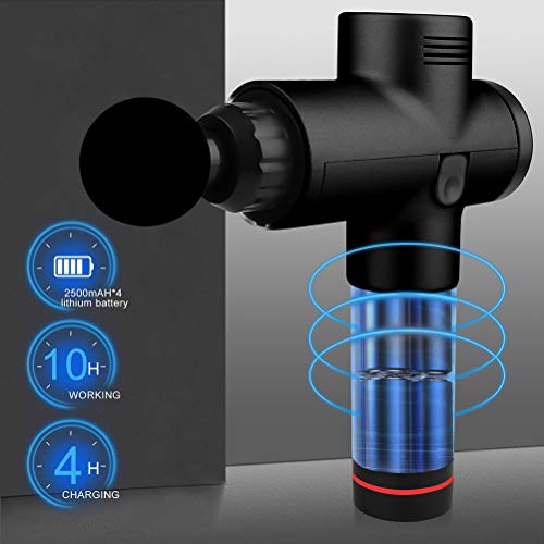 Bozaap - 4 testine di massaggio, pistola per massaggio muscolare a mano, dispositivo di massaggio muscolare in tessuto profondo con massaggiatore di regolazione a 3 velocità