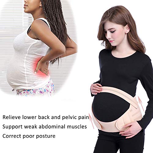 BOZEVON 3 en 1 Faja Embarazada Prenatal - Elástico y Cómodo Cinturón de Embarazo Apoyo Abdominal y Lumbar para Mujeres Embarazadas, Beige/2XL
