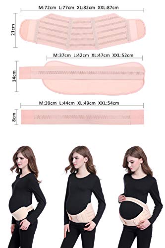 BOZEVON 3 en 1 Faja Embarazada Prenatal - Elástico y Cómodo Cinturón de Embarazo Apoyo Abdominal y Lumbar para Mujeres Embarazadas, Beige/2XL