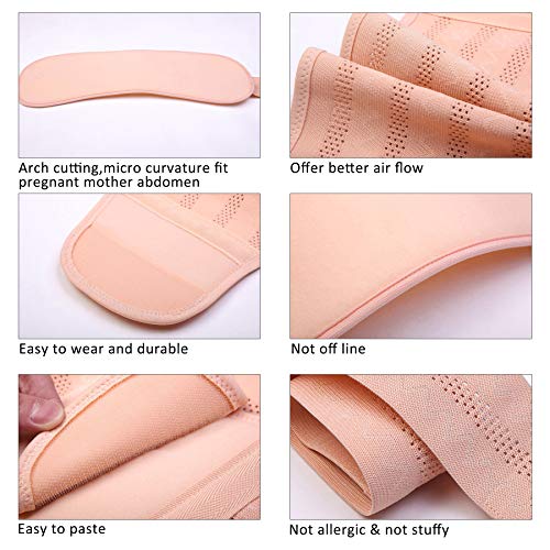 BOZEVON 3 en 1 Faja Embarazada Prenatal - Elástico y Cómodo Cinturón de Embarazo Apoyo Abdominal y Lumbar para Mujeres Embarazadas, Beige/2XL
