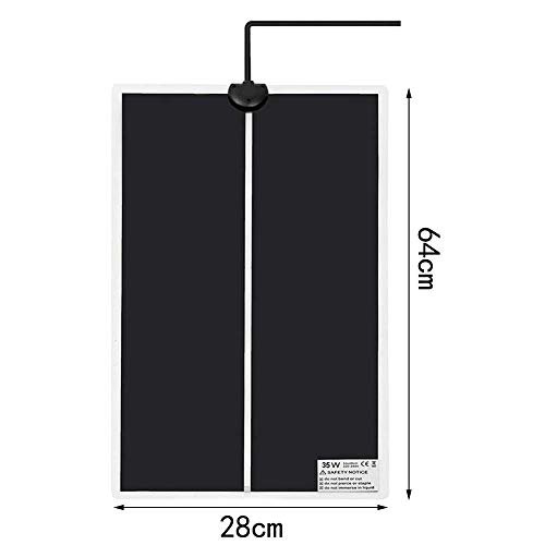 BPOOR Manta Termica Reptiles con Termostato, 5W/7W/14W/20W/ 28W/35W Ajustable Reptil Heat Mat con Control De Temperatura para Terrario Reptiles Tortuga, Tortuga, Serpientes (35W 64 * 28cm, EU Plug)