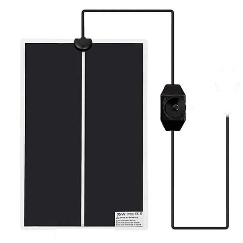 BPOOR Manta Termica Reptiles con Termostato, 5W/7W/14W/20W/ 28W/35W Ajustable Reptil Heat Mat con Control De Temperatura para Terrario Reptiles Tortuga, Tortuga, Serpientes (35W 64 * 28cm, EU Plug)