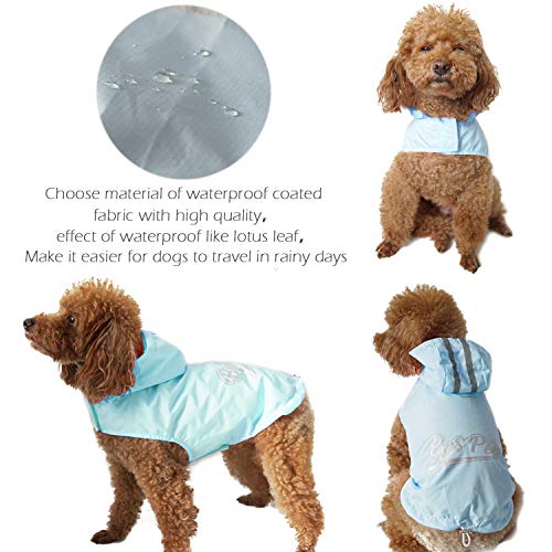 BPS Chubasqueros Impermeables para Mascotas Perros, Impermeables con Capucha para Perro Pequeño Mediano y Grande con Material 100% Poliéster (Caramelo Azul, 40cm) BPS-9608AZ