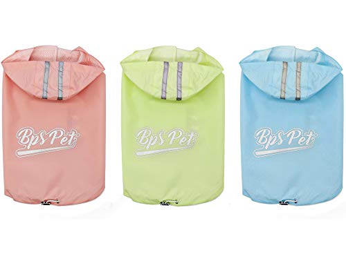 BPS Chubasqueros Impermeables para Mascotas Perros, Impermeables con Capucha para Perro Pequeño Mediano y Grande con Material 100% Poliéster (Caramelo Azul, 40cm) BPS-9608AZ
