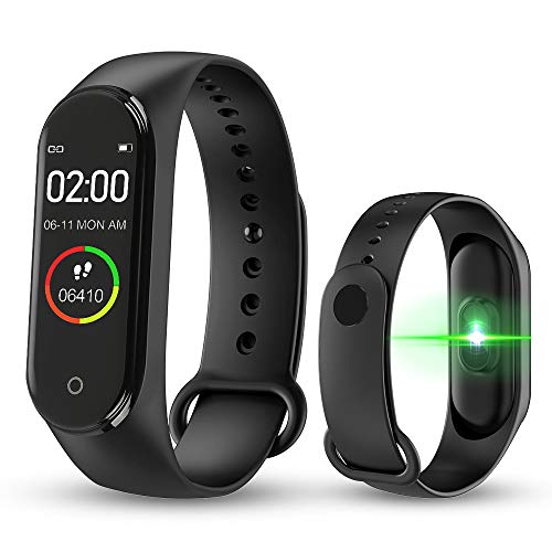 bqlove M4 Fitness Tracker, Reloj De Seguimiento De Actividad con Monitor De Ritmo CardíAco, Banda De Fitness Inteligente Resistente Al Agua con Contador De Pasos para NiñOs Mujeres Hombres