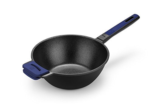 BRA Advanced - Wok de aluminio fundido con antiadherente, sin PFOA, súper reforzado, apta para inducción, diámetro superior de 28 cm