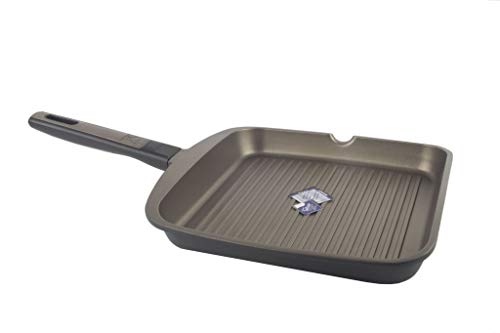 BRA- Grill asador con Rayas, Aluminio Fundido con Antiadherente Teflon Select,aptas para Todo Tipo de cocinas incluida inducción, Terra 28 cm