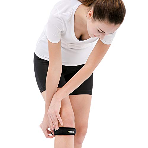 Bracoo KP40 I Cinta Rotuliana con Almohadilla Tubular. Para Alivio y Prevención de Tendinitis, Dolor en Articulación, Ligamentos. Previene Lesiones. Disponible en Negro o Azul. UNA Cinta por Pack. Ambas Rodillas. Modelo Unisex. Talla Única