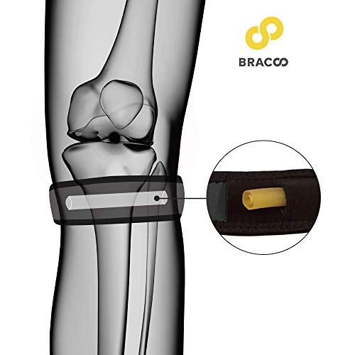 Bracoo KP40 I Cinta Rotuliana con Almohadilla Tubular. Para Alivio y Prevención de Tendinitis, Dolor en Articulación, Ligamentos. Previene Lesiones. Disponible en Negro o Azul. UNA Cinta por Pack. Ambas Rodillas. Modelo Unisex. Talla Única
