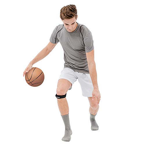 Bracoo KP40 I Cinta Rotuliana con Almohadilla Tubular. Para Alivio y Prevención de Tendinitis, Dolor en Articulación, Ligamentos. Previene Lesiones. Disponible en Negro o Azul. UNA Cinta por Pack. Ambas Rodillas. Modelo Unisex. Talla Única