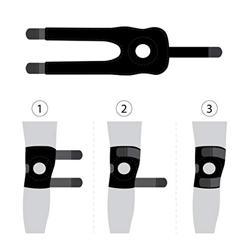 BRACOO KS10 Rodillera Ajustable en Neopreno, Menisco, Rótula Abierta, Ideal para Artritis, Rehabilitación y Prevención de Lesiones, Tendinitis, Hombre y Mujer, Talla Única, Negro