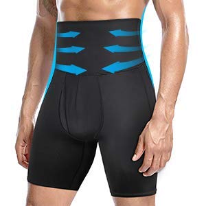 Braga Faja Reductora Adelgazante Hombre Moldeadora Abdomen Lenvanta Gluteos para Fitness Running Boxeo (XXL, Negro-1)