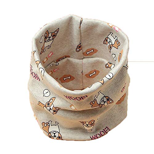 Braga Para El Cuello De Algodón Térmica Infantil Para Niños Y Niñas Doble Capa Con Dibujo Unisex Con Borreguito Forrado Por Dentro Para Invierno Cálido (Perro, Mayor de 2 Años)