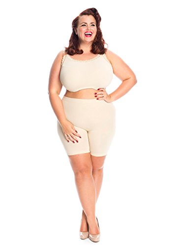 Braguitas Tipo Short, Anti Rozaduras, Tallas Grandes - No se suben - Evitan el roce de los Muslos (52/56, Beige)