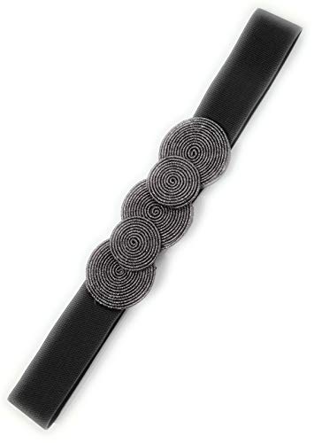 BRANDELIA Cinturón Elástico Mujer Fiesta Estilo Cordón de Seda para Combinarlo Con Vestidos, Faldas o Pantalones, Ci.Platino