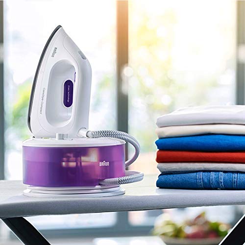 Braun Hogar Carestyle Compact IS2044VI Centro De Planchado, Suela 3D Eloxal Plus, Vapor Constante, 2200 W, Blanco/Purpura