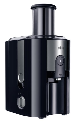Braun J500 Multiquick Juicer - Licuadora Exprimidor, 900w, surtidor anti-salpicaduras, jarra de zumo 1,25 l, acero inoxidable, negro/plata, 38,1 x 51,1 x 26,4 cm