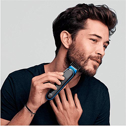 Braun Recortadora MGK3242 7 en 1, Máquina recortadora de barba, cortapelos y recortadora facial para hombre, color negro/azul