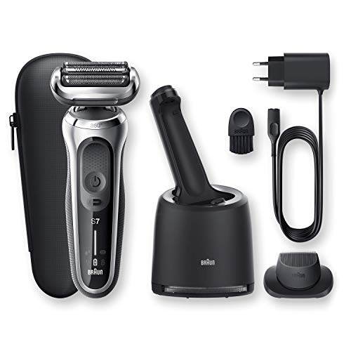 Braun Series 7 70-S7200cc Afeitadora Eléctrica, máquina de afeitar hombre de lámina Con Centro De Limpieza SmartCare, Recortadora De Precisión, Uso En Seco Y Mojado, Recargable, Inalámbrica, Plata