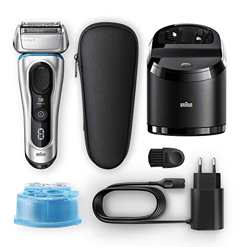 Braun Series 8 8370 cc Afeitadora Eléctrica Hombre Nueva Generación, Para Barba, Recargable, Inalámbrica, Estación Limpieza Y Carga Clean&Charge, Funda