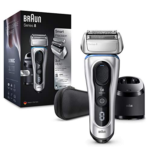 Braun Series 8 8370 cc Afeitadora Eléctrica Hombre Nueva Generación, Para Barba, Recargable, Inalámbrica, Estación Limpieza Y Carga Clean&Charge, Funda