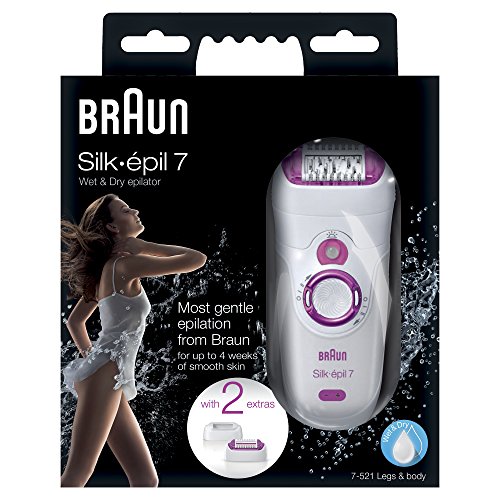 Braun Silk-épil 7-521 - Depiladora, color blanco y rosa