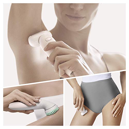 Braun Silk-épil Flex 9020 - Depiladora Mujer Eléctrica con Cabezal Flexible para una Depilación Fácil, Mango Antideslizante y Control, Blanco / Dorado