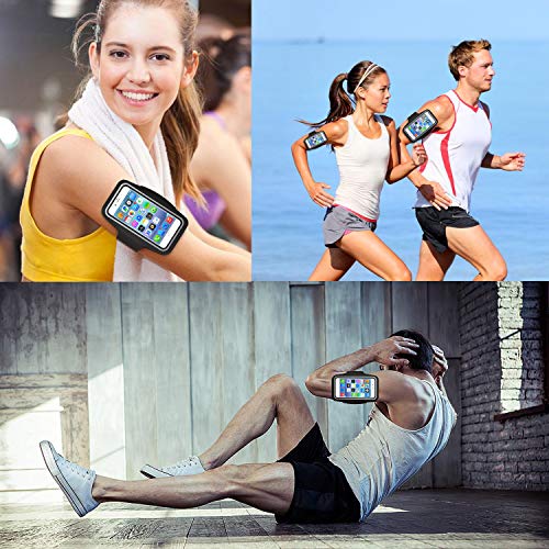 Brazalete Deportivo, Bioasis Banda de Brazo de Deporte, Ajustable, Antideslizante y Anti-Sudor, con Bolsillo de Llaves, para iPhone 6/6plus/7/7plus/8 plus/11plus/, Galaxy, Huawei P40, 5.5"