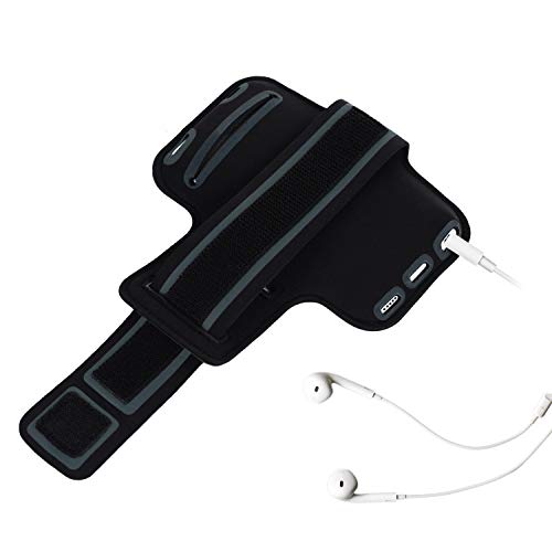 Brazalete Deportivo, Bioasis Banda de Brazo de Deporte, Ajustable, Antideslizante y Anti-Sudor, con Bolsillo de Llaves, para iPhone 6/6plus/7/7plus/8 plus/11plus/, Galaxy, Huawei P40, 5.5"