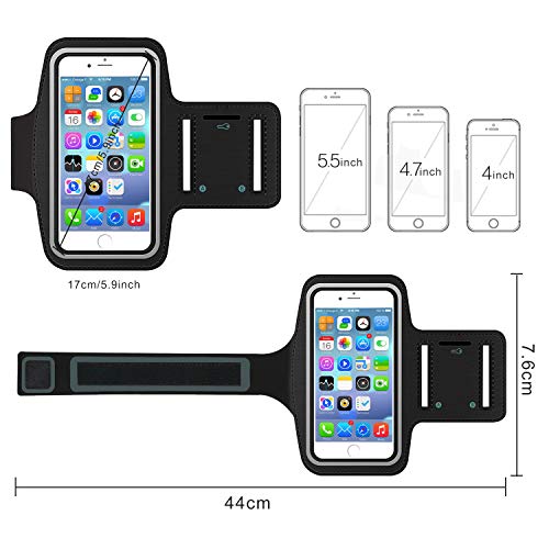 Brazalete Deportivo, Bioasis Banda de Brazo de Deporte, Ajustable, Antideslizante y Anti-Sudor, con Bolsillo de Llaves, para iPhone 6/6plus/7/7plus/8 plus/11plus/, Galaxy, Huawei P40, 5.5"