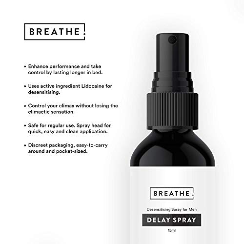 BREATHE Desensitizing Spray para Hombres | Botella grande de 15 ml | Mayor duración | Botella de bolsillo