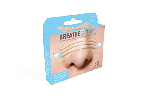 Breathe Strips Alivio de la congestión, tiras nasales antidrogas libres de drogas, 30 tiras (Beige)