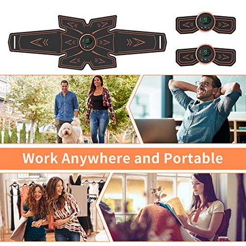 Breett Estimulador Abdominal, ABS Electroestimulador Muscular Recargable, Estimulador Muscular Abdominales Cinturón para Bdomen/Brazo/Piernas/Glúteos,Almohadillas de Gel 16pcs