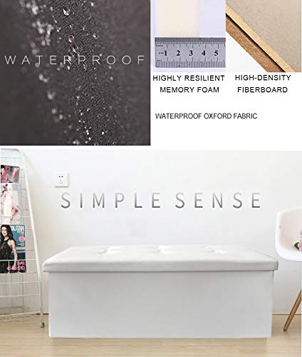 BRIAN & DANY Baúl Puff Taburete para almacenaje Plegable Ottoman, Blanco, 76 x 38 x 38 cm …