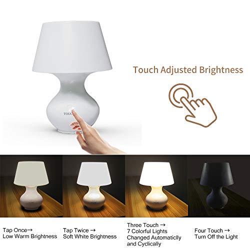 Brilex Lámpara de mesa Eye Caring con Control Táctil y Control Remoto, 3 Modos de Iluminación, Temporizador Automático Luz Nocturna Recargable para Niños, Enfermería del Bebé, Dormitorio