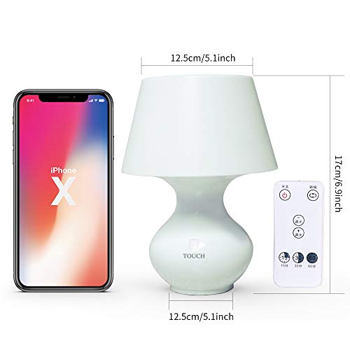 Brilex Lámpara de mesa Eye Caring con Control Táctil y Control Remoto, 3 Modos de Iluminación, Temporizador Automático Luz Nocturna Recargable para Niños, Enfermería del Bebé, Dormitorio
