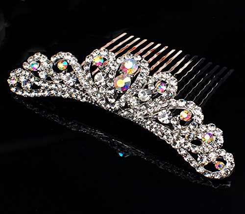 Brillantes pelo joyas flores pelo peine boda novia Adorno para cabello Corona Plata