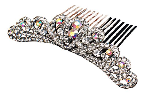 Brillantes pelo joyas flores pelo peine boda novia Adorno para cabello Corona Plata