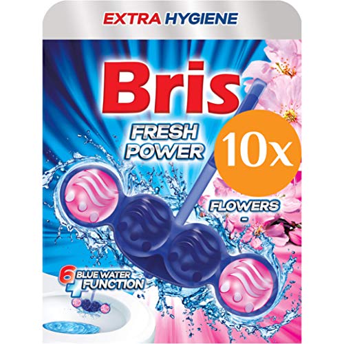 Bris Blue Fresh Power Limpiador WC - Limpiador para Inodoro, Piedra Fresca, Antical, Antisuciedad, Extrafresco, Pack de Ahorro, 10x55g