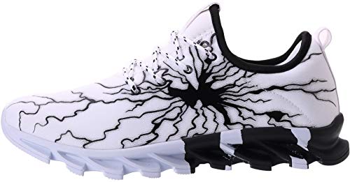 BRONAX Zapatos para Correr en Montaña y Asfalto Aire Libre y Deportes Zapatillas de Running Padel para Hombre Blanco Negro 45