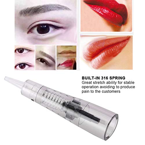 Brrnoo 10 Pcs Agujas de Microblading de Maquillaje, Aguja de Tatuaje de Labio de Ceja Desechable con Incorporado 316 Primavera(1P)