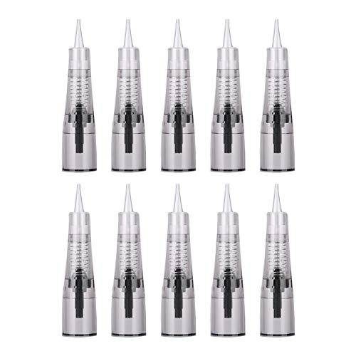Brrnoo 10 Pcs Agujas de Microblading de Maquillaje, Aguja de Tatuaje de Labio de Ceja Desechable con Incorporado 316 Primavera(1P)