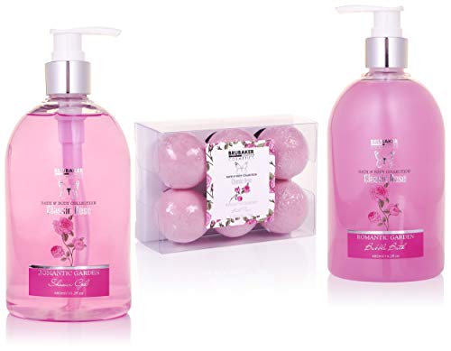 BRUBAKER Cosmetics Set de Baño y Ducha"Classic Rose" - Fragancia de Rosas - Set de Regalo de Belleza 13 piezas en Caja de Regalo Vintage