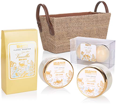 BRUBAKER Cosmetics Set de Baño y Ducha"Vainilla Rose Mint" - Fragancia de Menta rosa Vainilla - 9 piezas set de regalo en estuche con asas