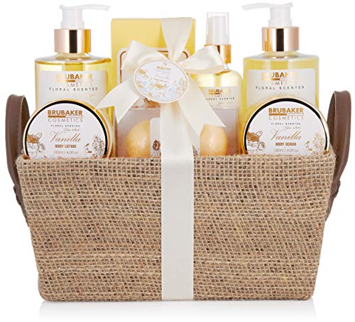 BRUBAKER Cosmetics Set de Baño y Ducha"Vainilla Rose Mint" - Fragancia de Menta rosa Vainilla - 9 piezas set de regalo en estuche con asas
