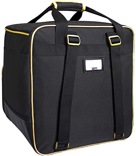 BRUBAKER 'Grenoble' - Bolsa de Deporte - Mochila para Botas de esquí + Casco + Accesorios - Color Negro/Dorado