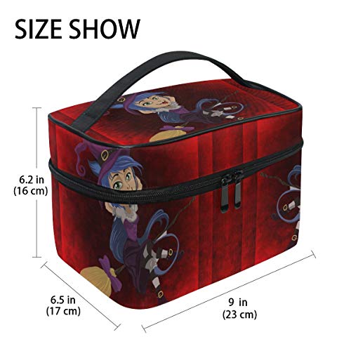 Bruja Chica Roja Organizador Bolsa de Cosméticos Bolsas Neceseres de Maquillaje Estuche de Aseo de Tocador para Mujeres Señoras Niñas