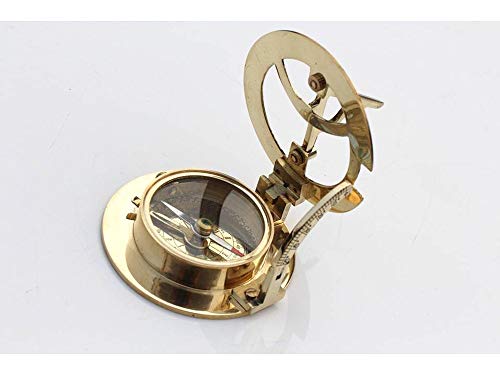 Brújula náutica de latón con reloj solar, coleccionable, de regalo, decoración náutica